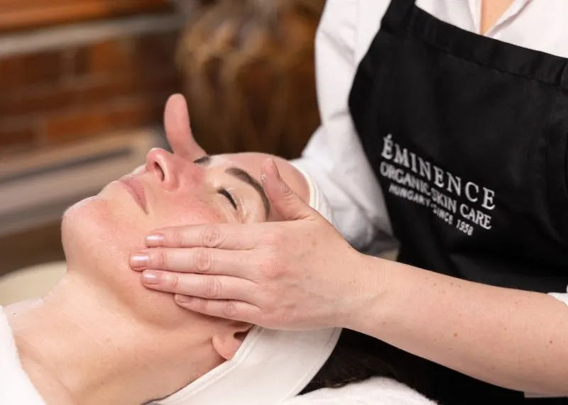 Facial massage during an organic facial