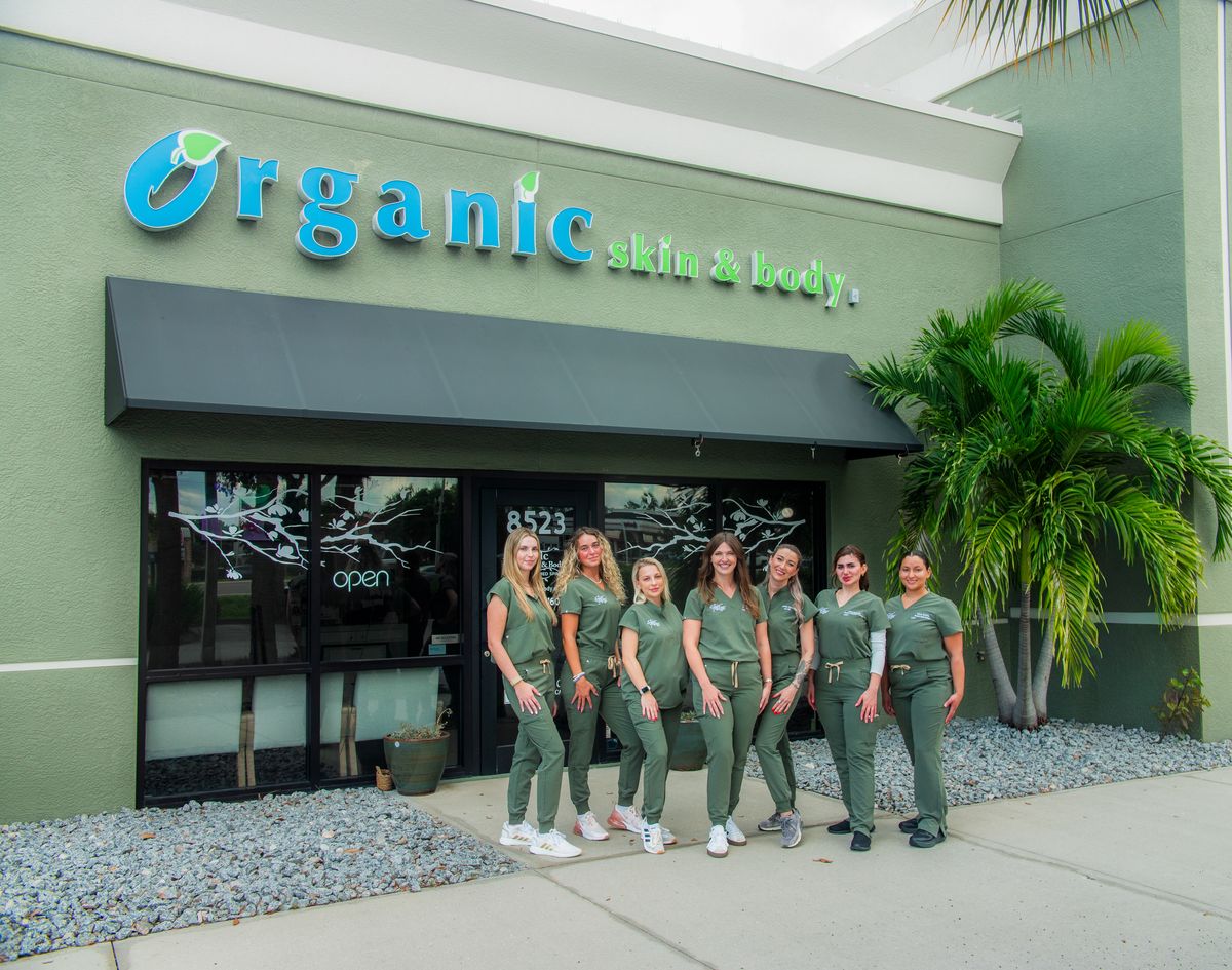 The Organic Skin and Body Medical Aesthetics storefront and team in Bradenton, FL